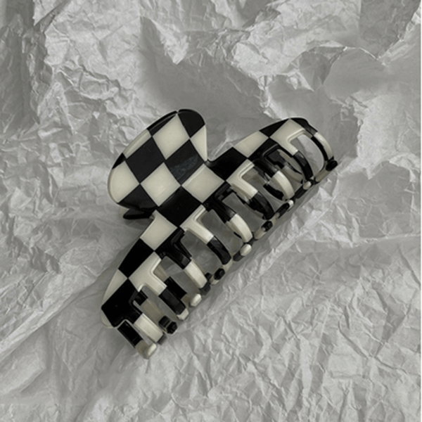Black and White Checkerboard Hair Clips