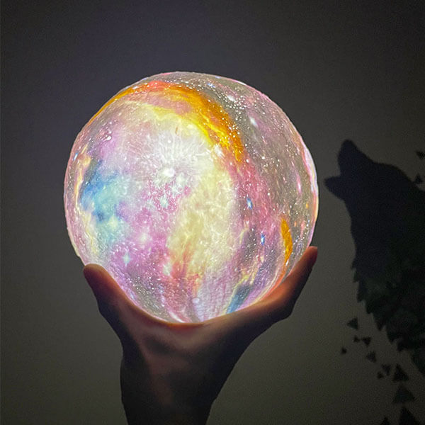 Petite veilleuse peinte lune ciel étoilé