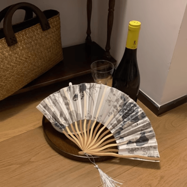 Vintage Womens Folding Satin Hand Fan