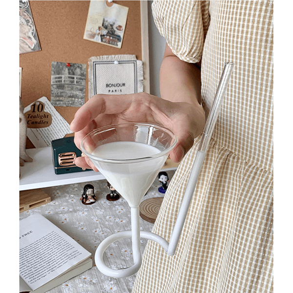Spiral Glass Cup with Straw Cold Drink Cup