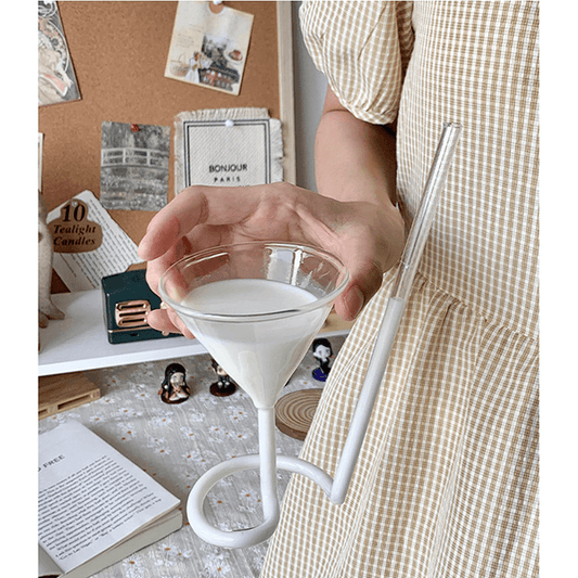 Spiral Glass Cup with Straw Cold Drink Cup