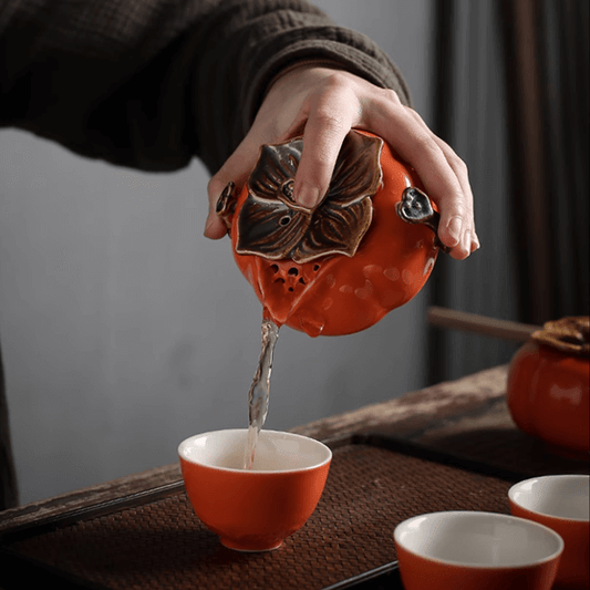 Traditional Crafts Red Persimmon Tea Set