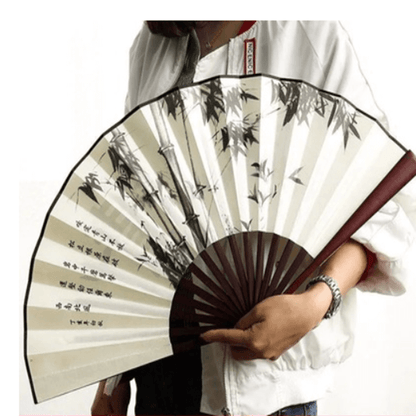 Éventail pliant en bambou et soie de style chinois
