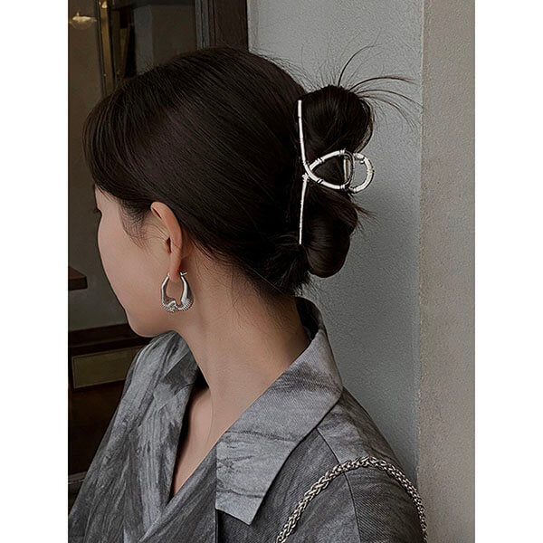Pinces à cheveux en métal en forme de bambou japonais