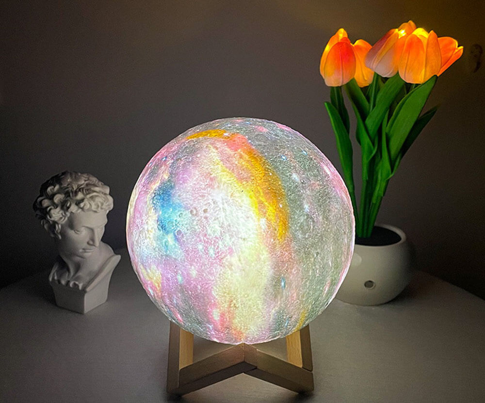 Petite veilleuse peinte lune ciel étoilé