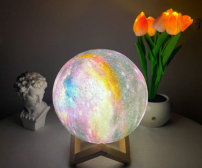 Petite veilleuse peinte lune ciel étoilé
