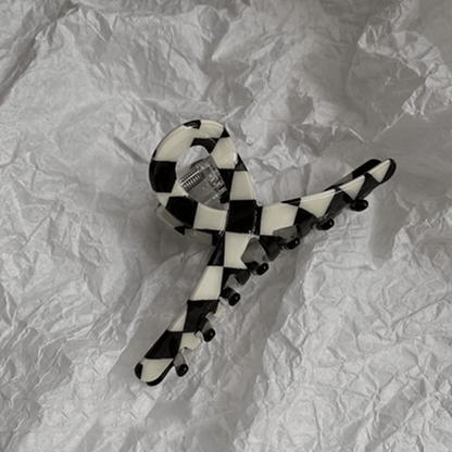 Black and White Checkerboard Hair Clips