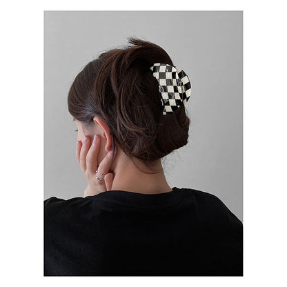 Black and White Checkerboard Hair Clips