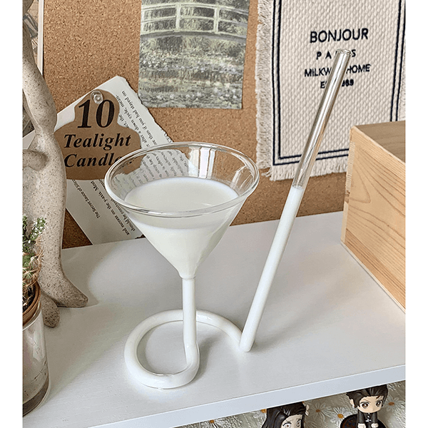 Spiral Glass Cup with Straw Cold Drink Cup