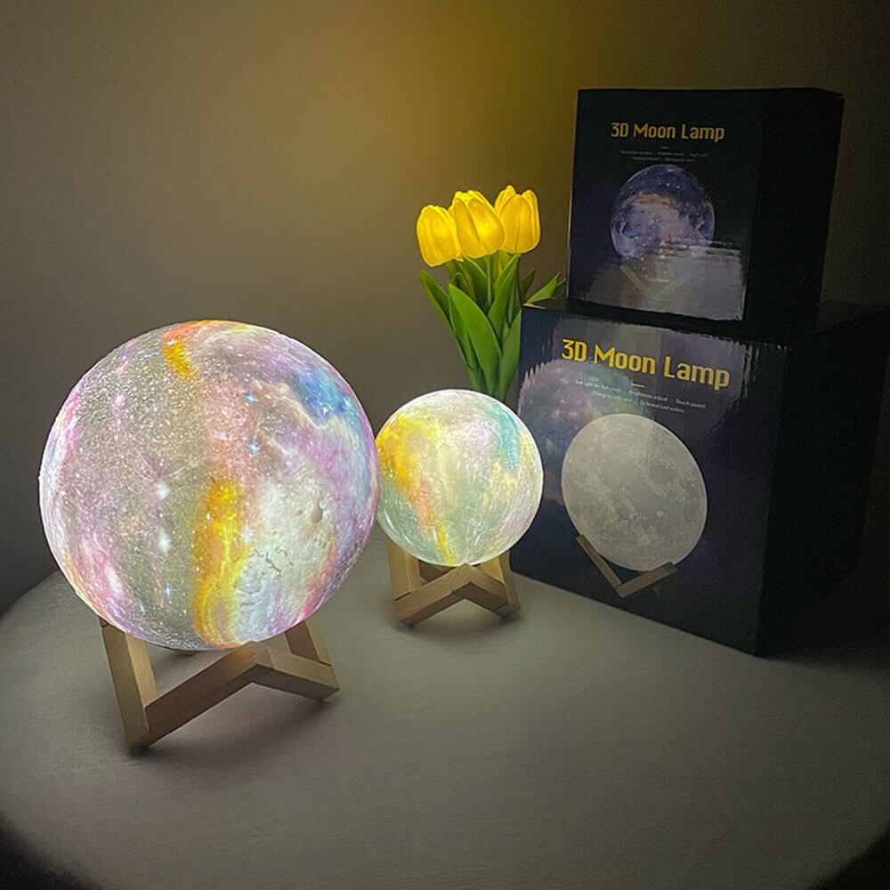 Petite veilleuse peinte lune ciel étoilé