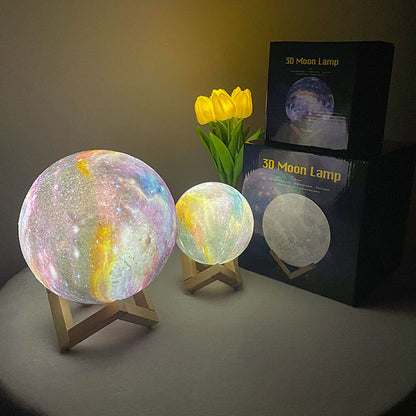 Petite veilleuse peinte lune ciel étoilé