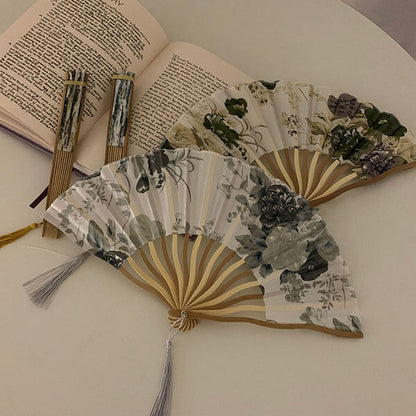 Vintage Womens Folding Satin Hand Fan