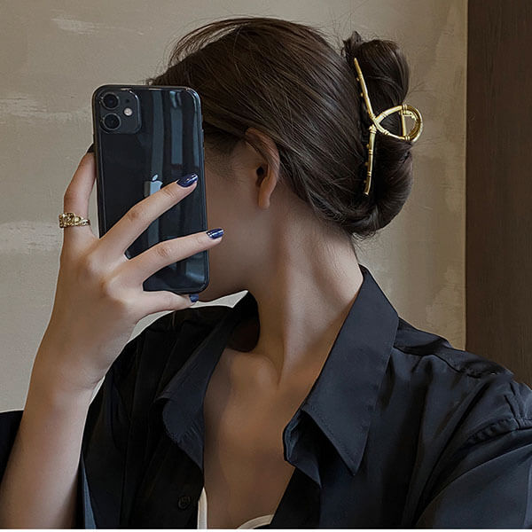 Pinces à cheveux en métal en forme de bambou japonais
