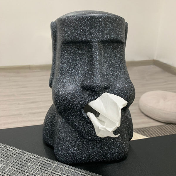 Moai statue tissue box