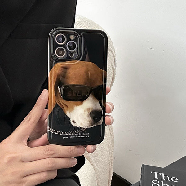 Coque pour iPhone noire avec lunettes de soleil Beagle cool – Compatible avec plusieurs modèles d'iPhone
