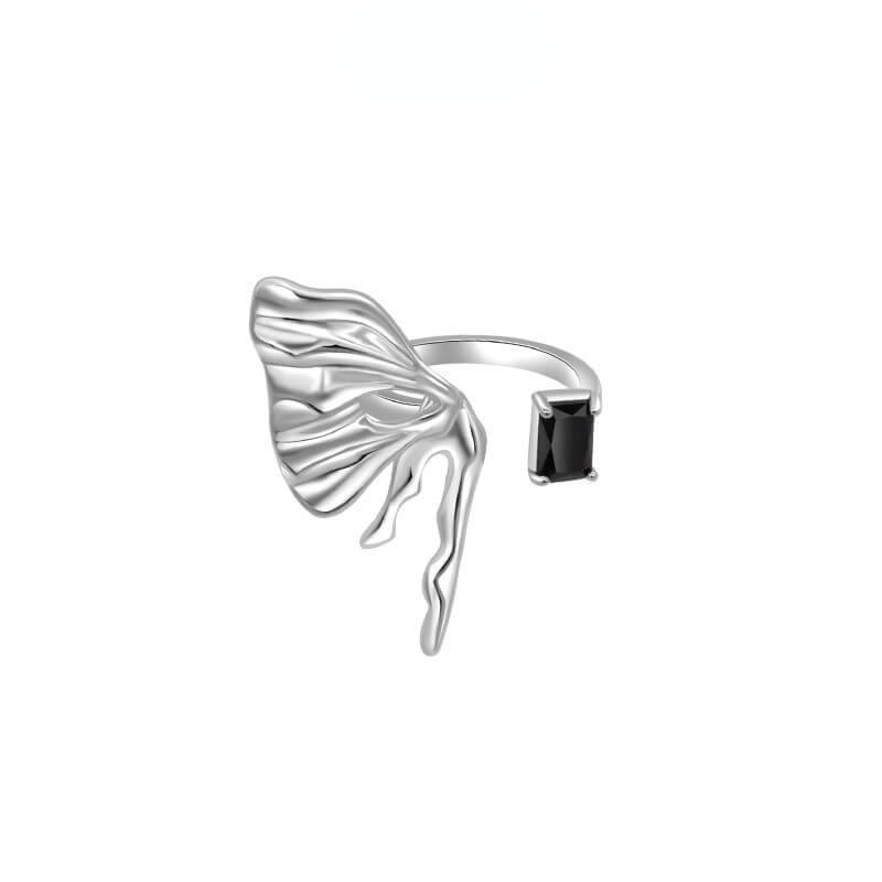 Asymmetric Wings Black Diamond Ringmini starJewelry, ringsRings