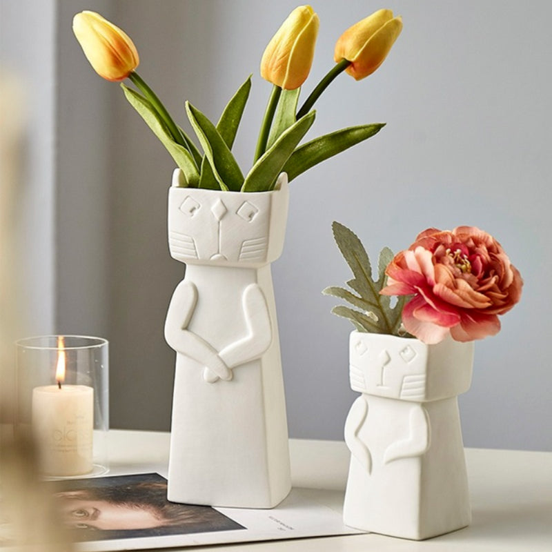 Ceramic Cat Vase GIFT HER, HOME PLANTERS & VASES NEW TOWN BAZAAR Home & Garden