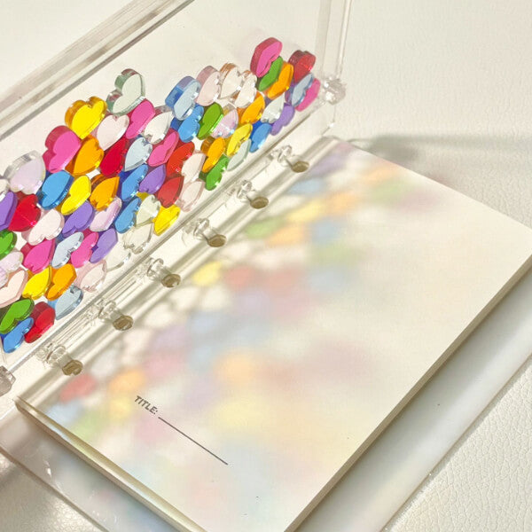 DIY Journal Acrylic Heart Transparent Quicksand Particle Cover