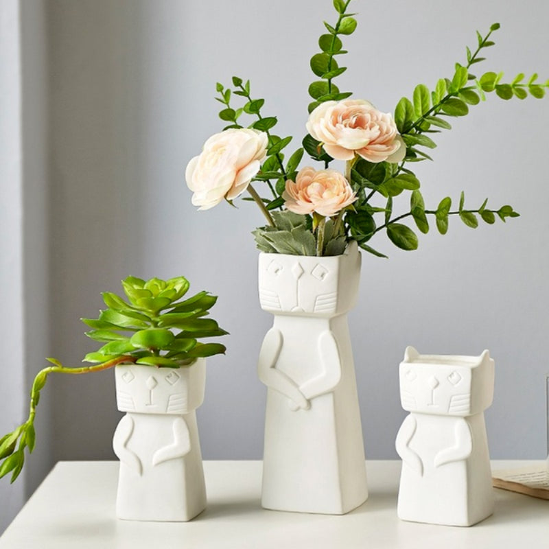 Ceramic Cat Vase GIFT HER, HOME PLANTERS & VASES NEW TOWN BAZAAR Home & Garden