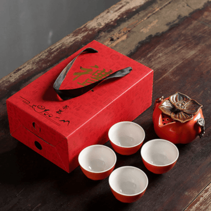 Traditional Crafts Red Persimmon Tea Set