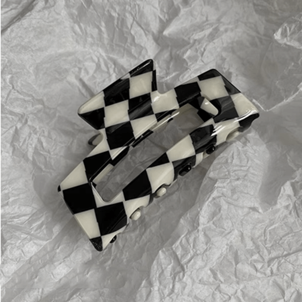 Black and White Checkerboard Hair Clips
