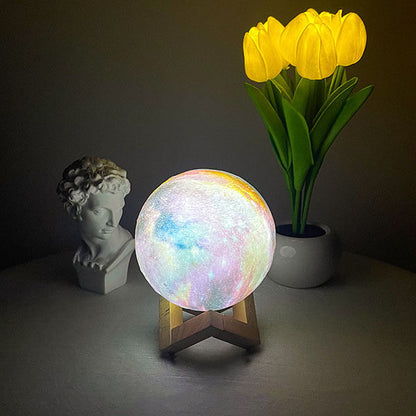 Petite veilleuse peinte lune ciel étoilé
