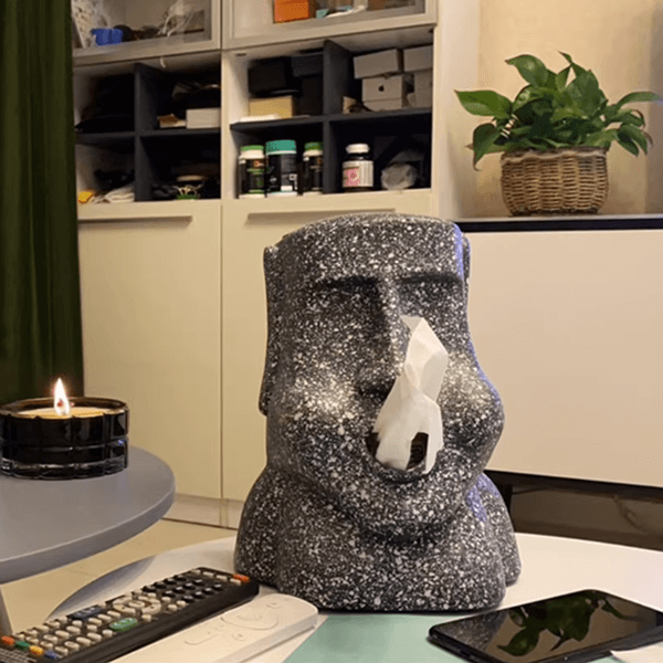 Moai statue tissue box
