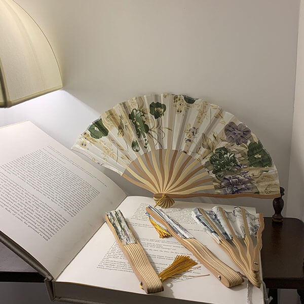 Vintage Womens Folding Satin Hand Fan