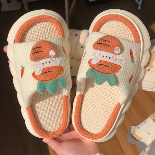 Cute Radish Bunny Linen SlippersNEW TOWN BAZAAR