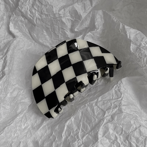 Black and White Checkerboard Hair Clips