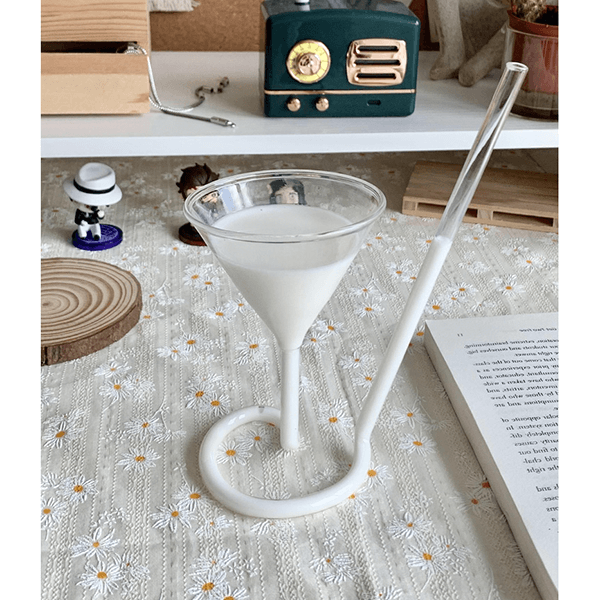 Spiral Glass Cup with Straw Cold Drink Cup