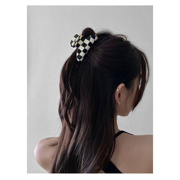 Black and White Checkerboard Hair Clips