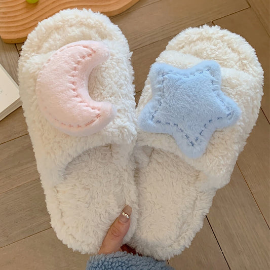 Cute Star Moon SlippersCotton Slippers, shoes, SlippersNEW TOWN BAZAAR