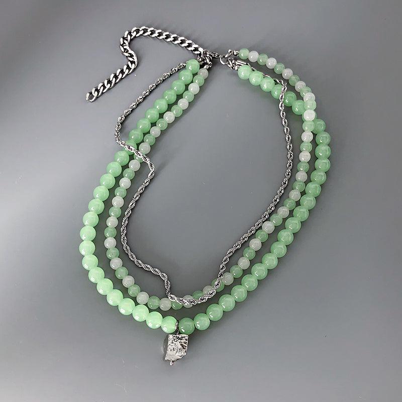 Y2K Fashion French Multi Layered Jade NecklacenecklaceNEW TOWN BAZAAR