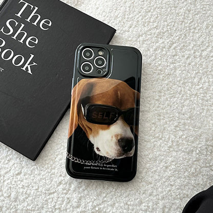 Black iPhone Case with Cool Beagle Sunglasses Design - Compatible with Multiple iPhone Models