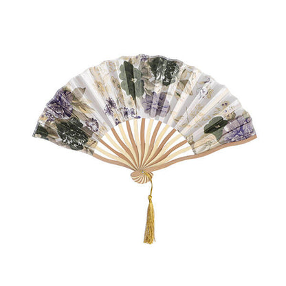 Vintage Womens Folding Satin Hand Fan