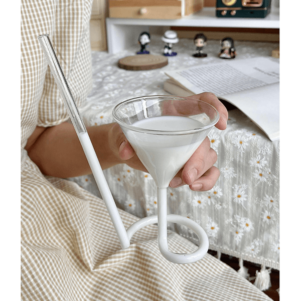 Spiral Glass Cup with Straw Cold Drink Cup