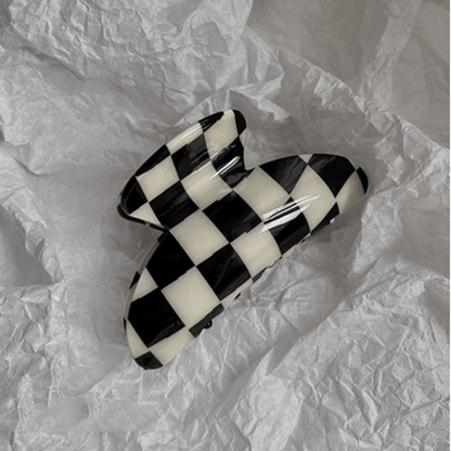 Black and White Checkerboard Hair Clips