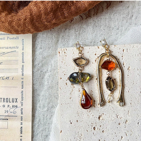 Asymmetric Retro Earrings earrings NEW TOWN BAZAAR STYLE: Irregular design Hand made VINTAGE EARRINGS perfect for parties