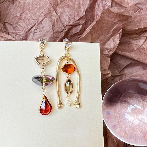 Asymmetric Retro Earrings earrings NEW TOWN BAZAAR STYLE: Irregular design Hand made VINTAGE EARRINGS perfect for parties