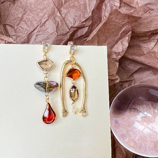 Asymmetric Retro Earrings earrings NEW TOWN BAZAAR STYLE: Irregular design Hand made VINTAGE EARRINGS perfect for parties