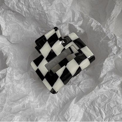 Black and White Checkerboard Hair Clips