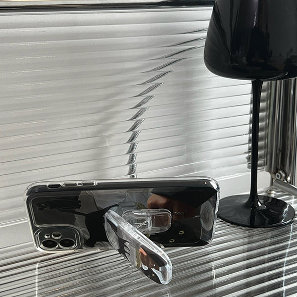 Black Cat and White Wine Phone Case and Phone Holder Set