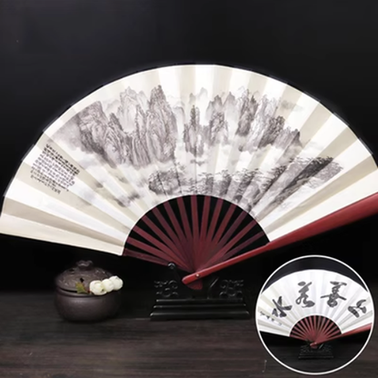 Éventail pliant en bambou et soie de style chinois