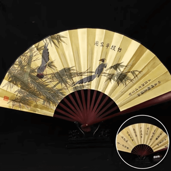 Éventail pliant en bambou et soie de style chinois