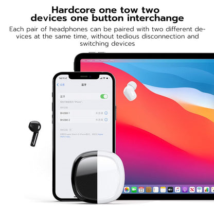 Duoble Pod Headset Designed Panda Model Bluetooth Earbuds