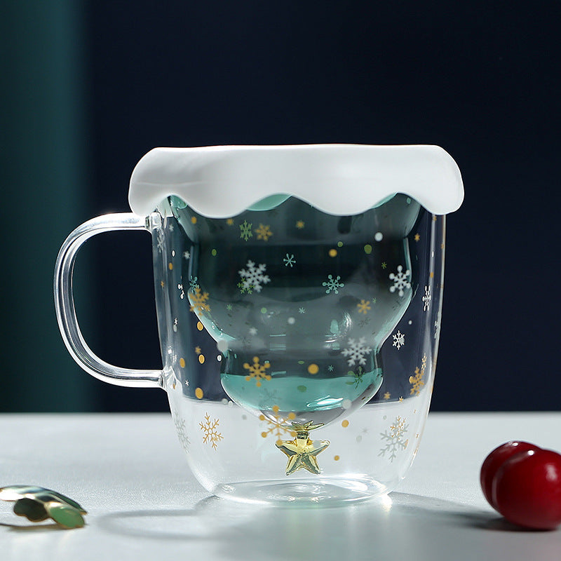 Christmas Themed Double Glass Mugbest, HOME CUPS & MUGSNEW TOWN BAZAAR