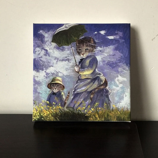 The cat with the parasol Monet Oil Painting Print on CanvasCat, oil painting, printNEW TOWN BAZAAR