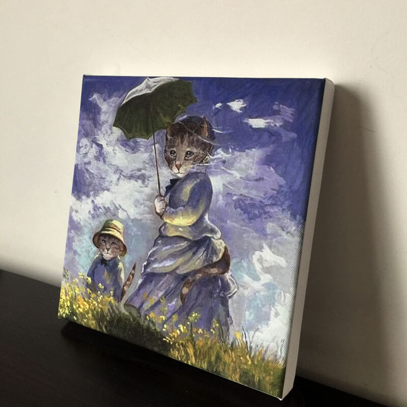 The cat with the parasol Monet Oil Painting Print on CanvasCat, oil painting, printNEW TOWN BAZAAR