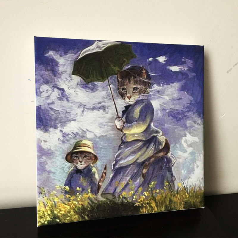 The cat with the parasol Monet Oil Painting Print on CanvasCat, oil painting, printNEW TOWN BAZAAR